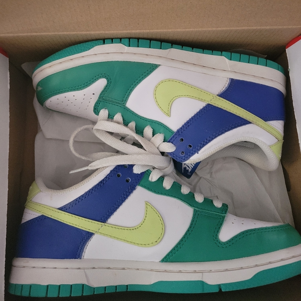 Nike White and Green Athletic Shoes